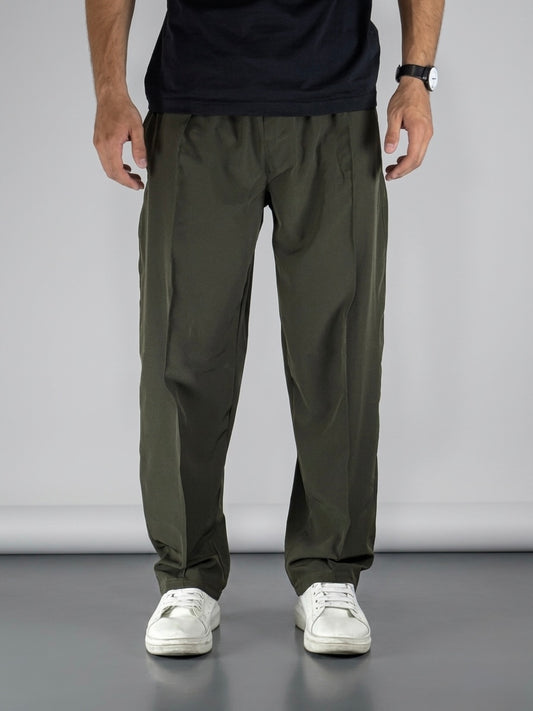 Wide Leg Joggers (Front panel) - Dark Green