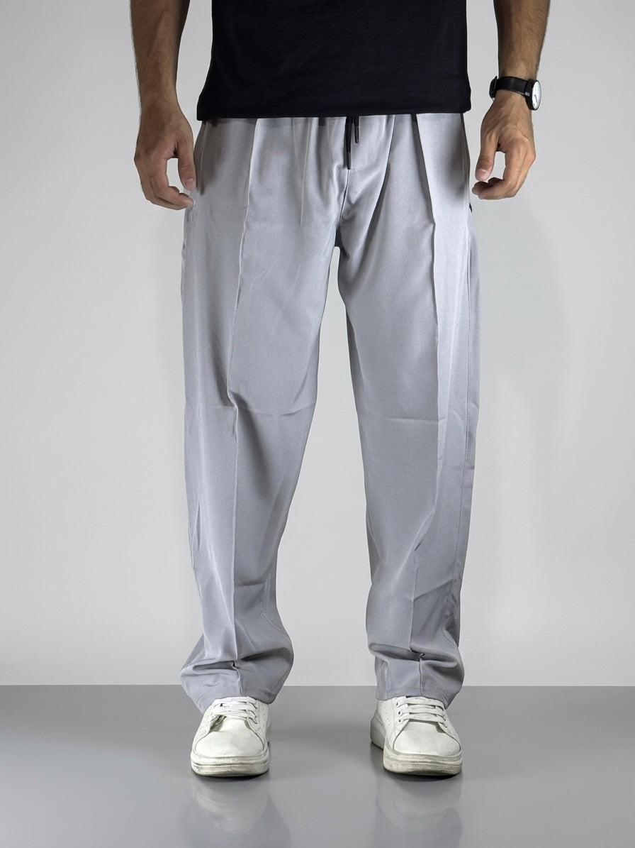 Wide Leg Joggers - (Front panel) Silver