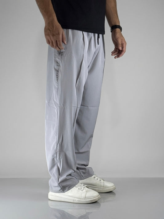 Wide Leg Joggers - (Front panel) Silver