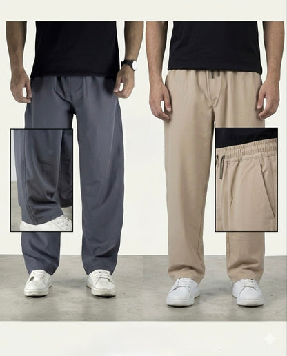 Pack Of Two Trousers -Gray & Beige