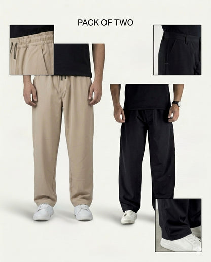 Pack Of Two Trousers - Beige & Black