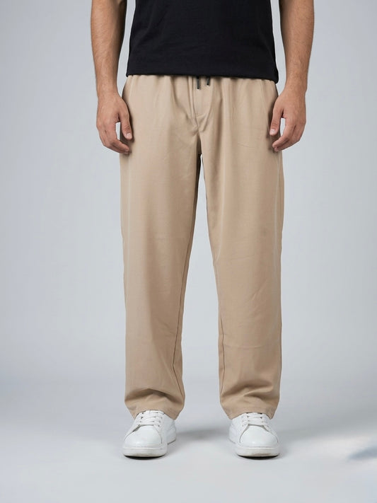 Wide Leg Joggers - Beige
