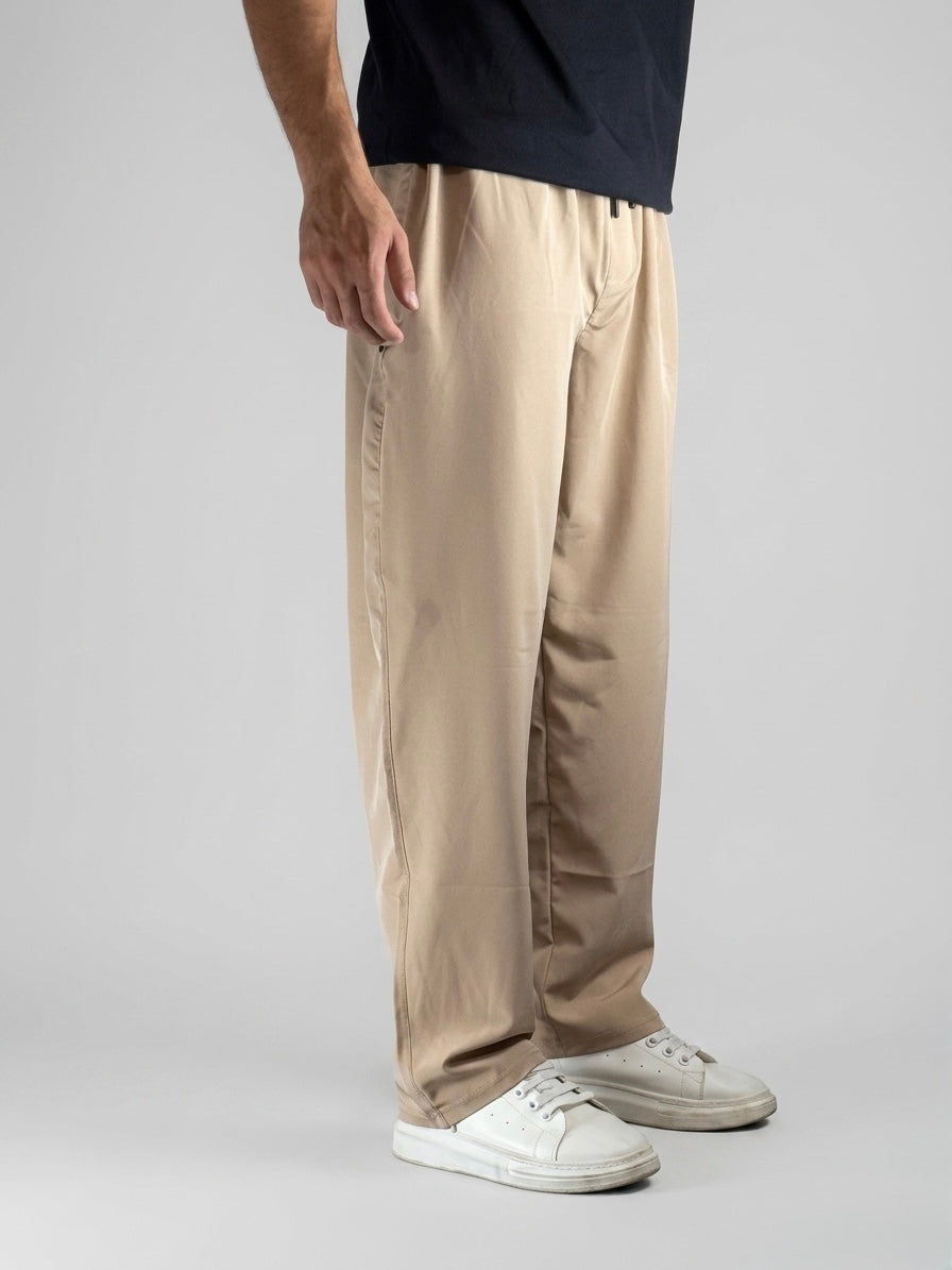 Wide Leg Joggers - Beige