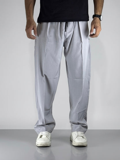 Wide Leg Joggers - (Front panel) Silver