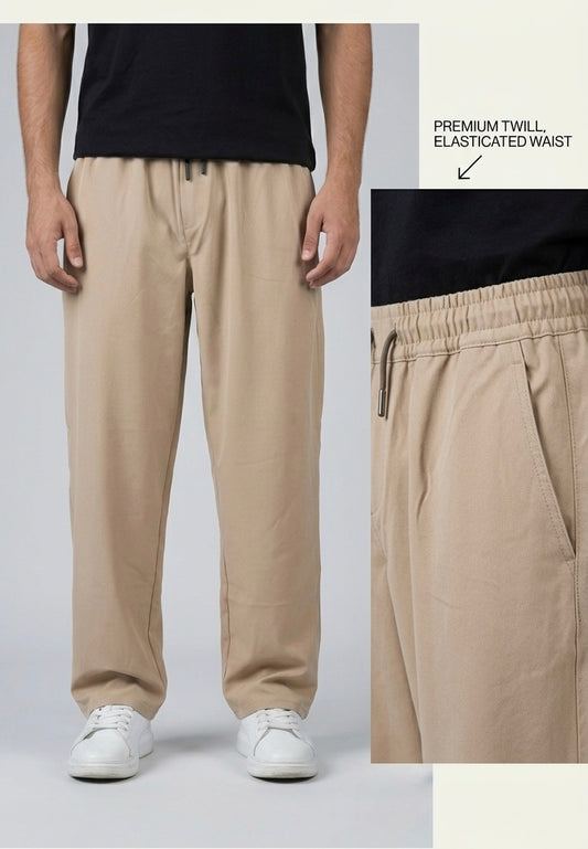 Wide Leg Joggers - Beige